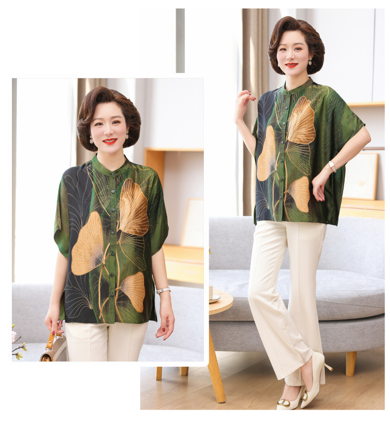 春夏新款妈妈装衬衫时尚蝙蝠袖休闲减龄显瘦气质优雅中老年女装潮详情20