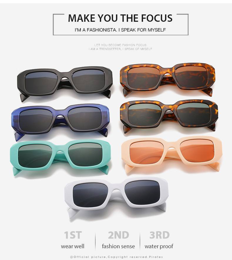 2021 new square-framed sunglasses, European and American personalized plastic-trimmed square glasses, personalized wide-leg sunglasses for women pic 3