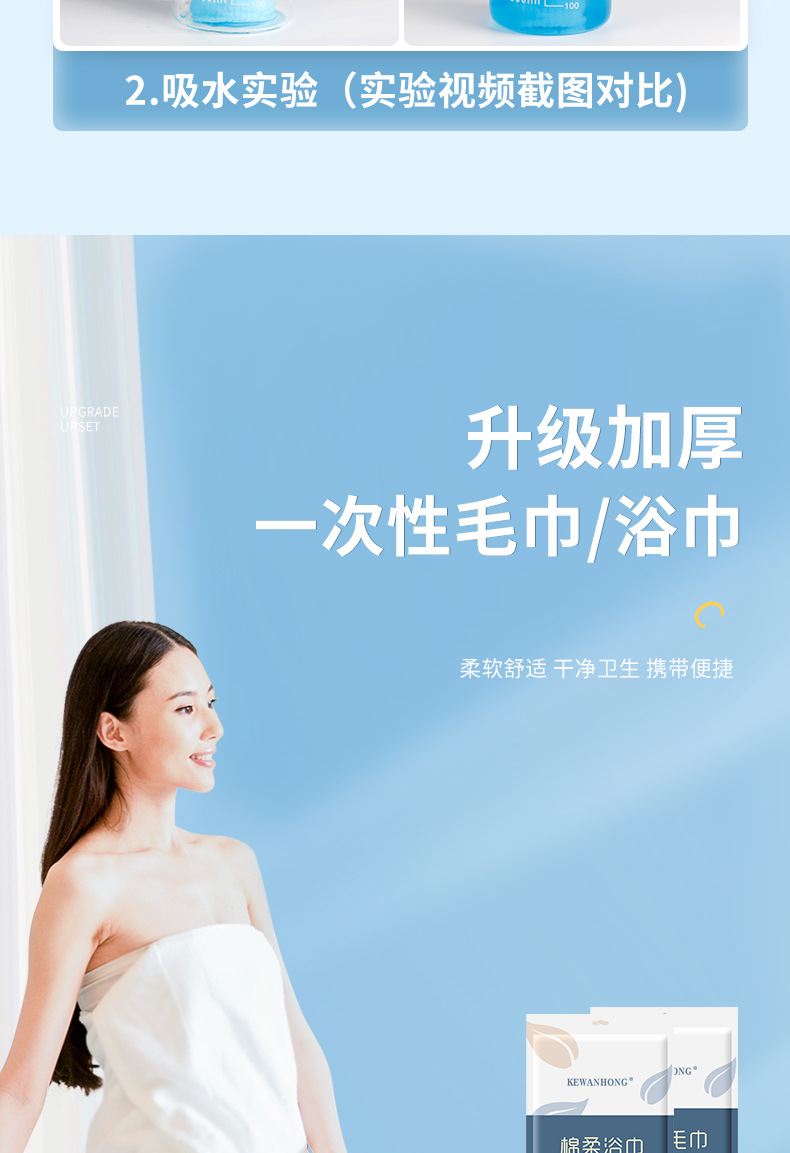 一次性毛巾浴巾出差旅行浴巾套装纯棉独立包装美容院浴巾酒店用品详情2