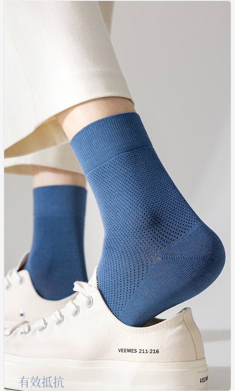 春夏袜子男士夏季纯棉抗菌网眼透气薄款中筒全棉运动吸汗商务长袜详情14
