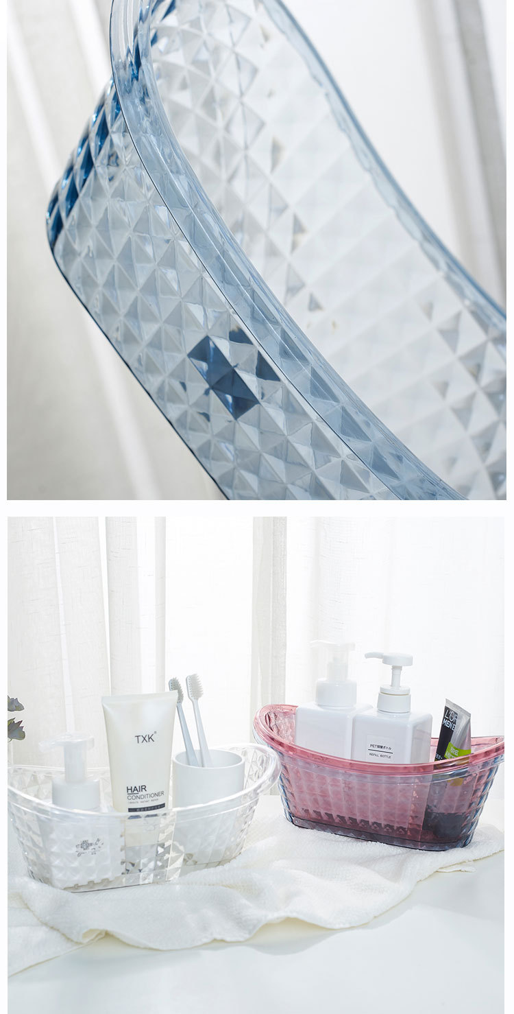 Plastic storage baskets, bathroom, cosmetics storage baskets, kitchen tabletop, transparent bathtub storage boxes pic 15