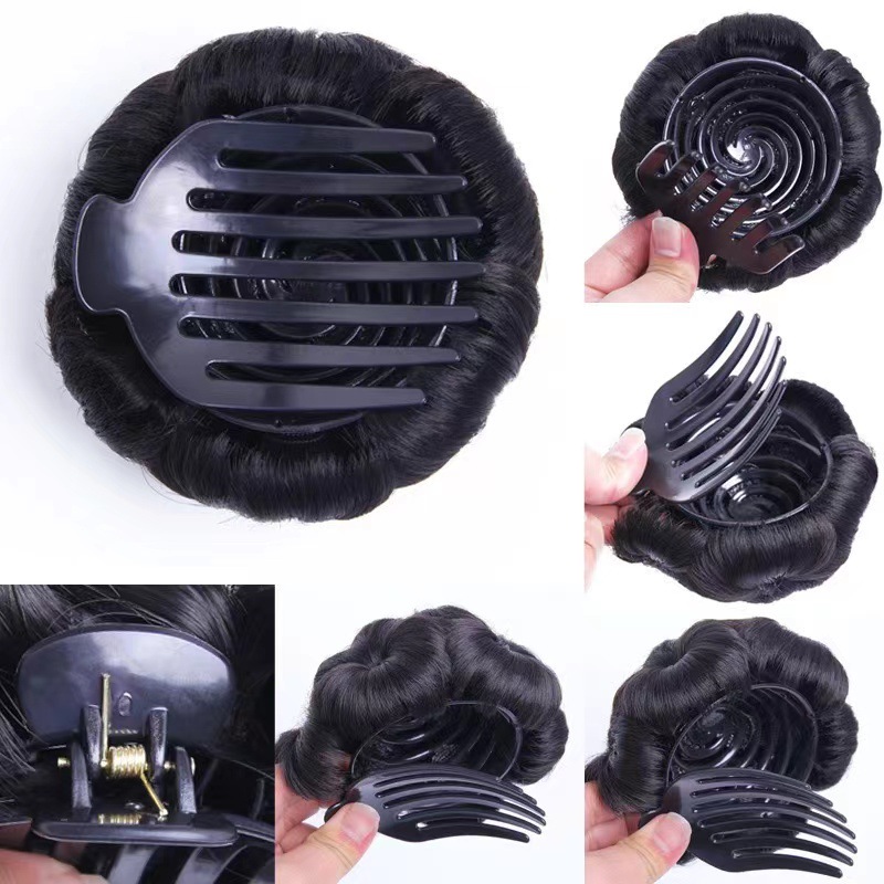 Cross-border special supply of high-temperature silk wigs, nine-flower coil hair sets, hair temples, ancient costume buns, hairpins, hair clips, hair bags, wig manufacturers pic 14