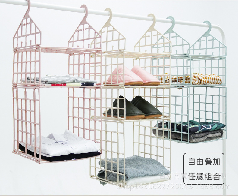 悬挂式储物收纳挂架衣服整理储物架百货衣柜折叠衣架宿舍收纳挂袋详情5