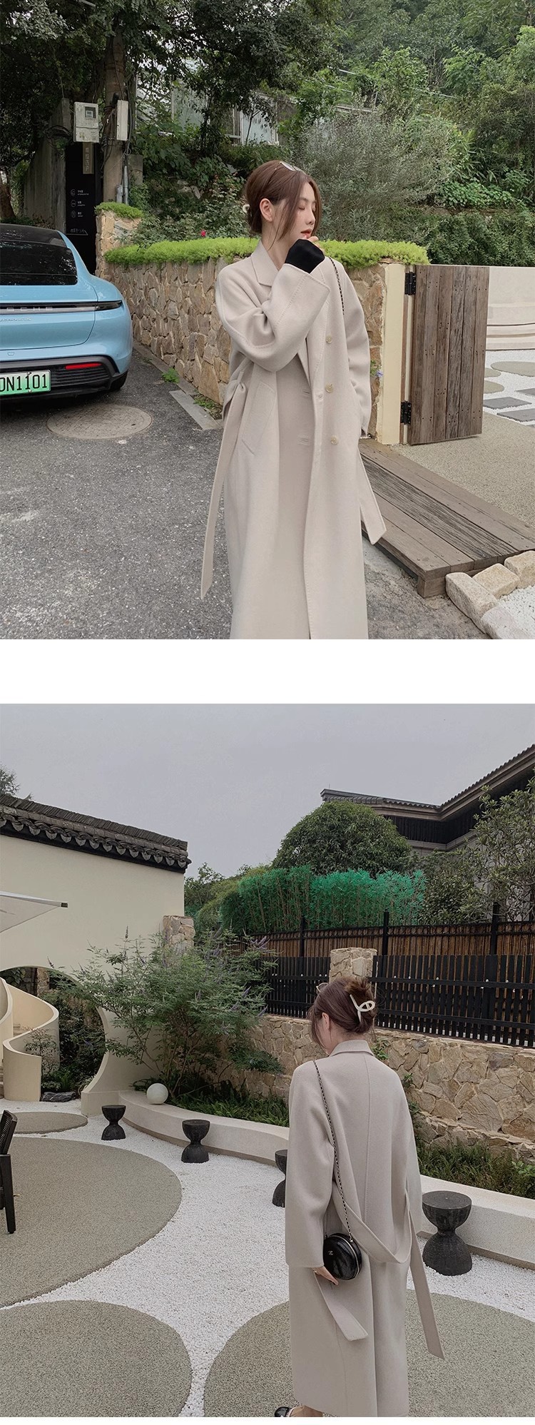 高级感大衣女冬季毛呢外套气质赫本风灰色加厚呢子小香风详情24