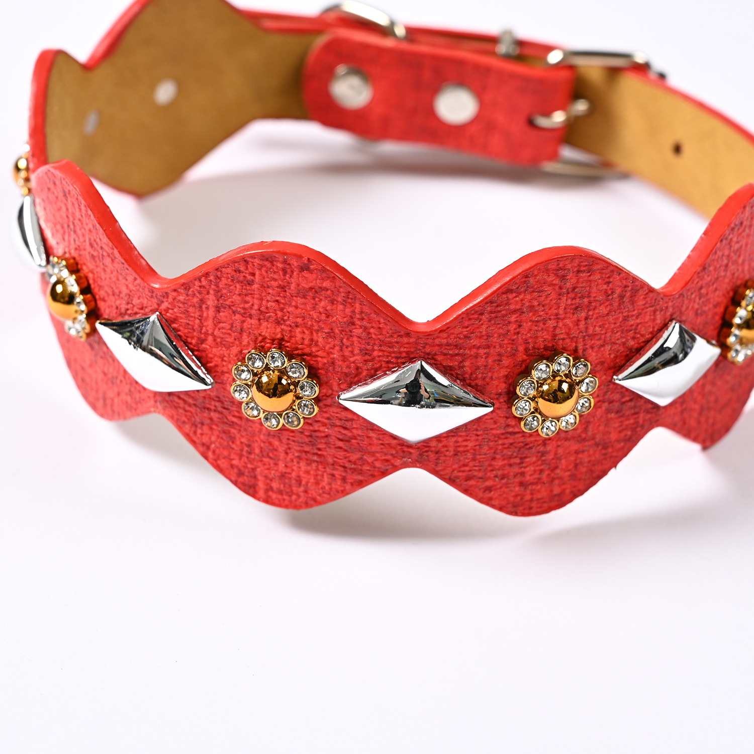 Factory wholesale PU leather pet collars, medium and large-sized dog collars, adjustable multi-color dog collars for pets pic 5