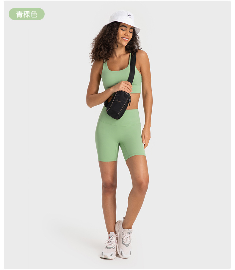 New nude-feel, no-embarrassment line solid color yoga shorts, double-sided brushed tight elastic sports and fitness three-inch pants for women pic 43