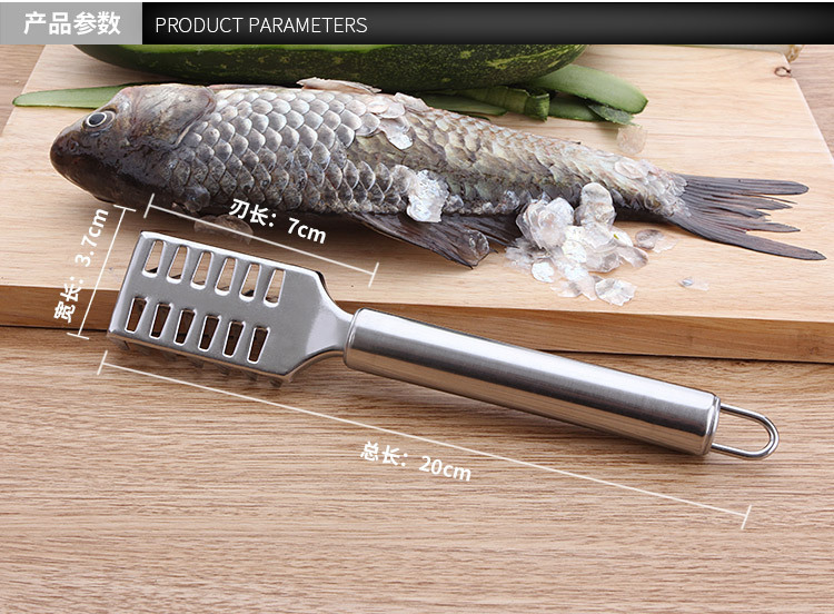 Kitchen small tools: stainless steel fish scale planer, stainless steel fish killing brush, fish scale scraper, descaling knife, brush pic 2