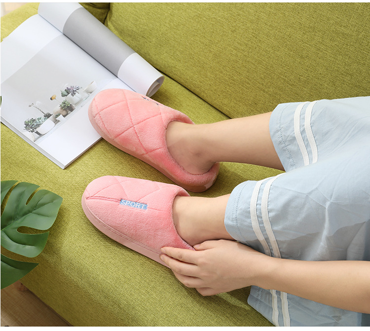 2020 New style cotton slippers for men, thick-soled for indoor warmth and anti-slip, home use, plush slippers for women and couples pic 10