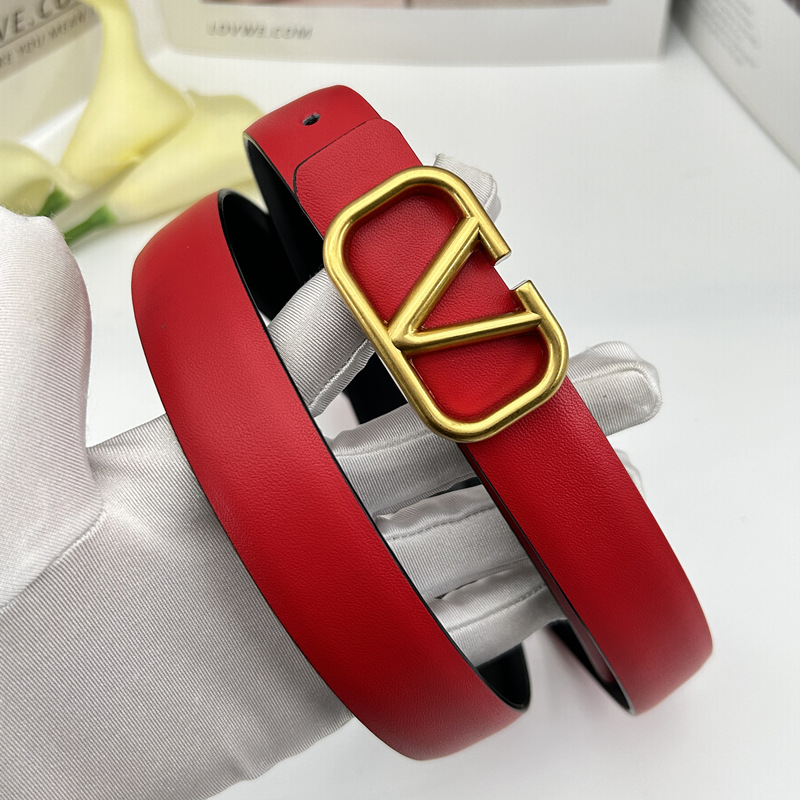 女士真皮细腰带小V字母扣打孔皮带装饰搭配连衣服韩版百搭裤袋详情3