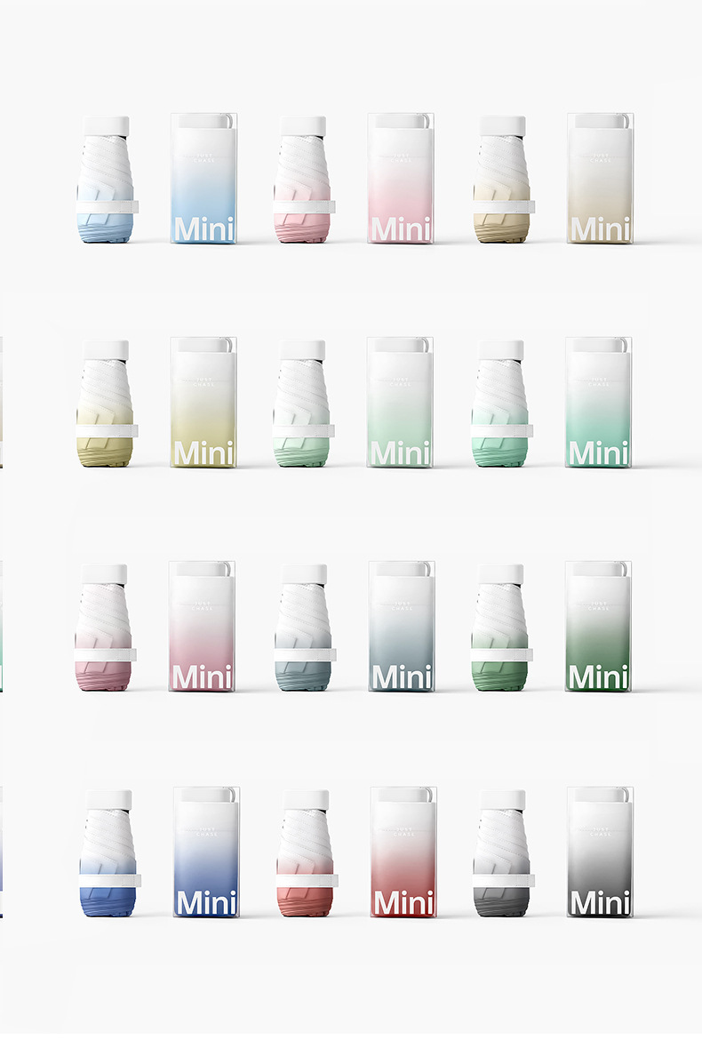 尊驰六折渐变太阳伞UPF50+黑胶超轻遮阳防晒防紫外线卡片小巧便携详情4