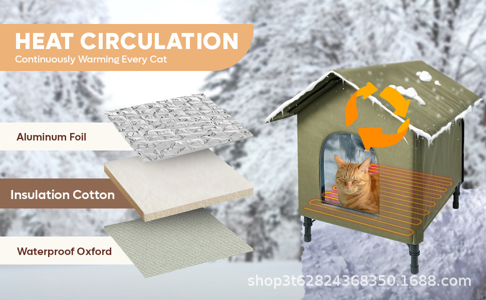 Cross-border amazon hot sale pet supplies casa de calefacción para gatos y perros casa termostática mantener caliente al aire libre impermeable mascotas nido pic 8