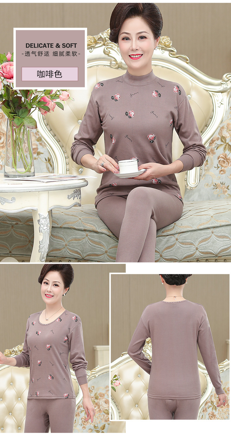 Middle-aged and elderly thermal underwear and long Johns set for women, pure cotton sweater for the elderly, all-cotton thermal underwear for elderly mothers pic 19