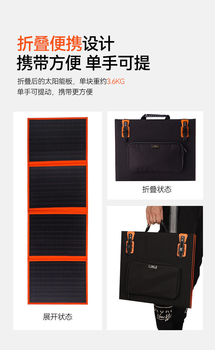 户外手提便携式光伏板折叠太阳能电池板充电双USB高敏ETFE面板详情7