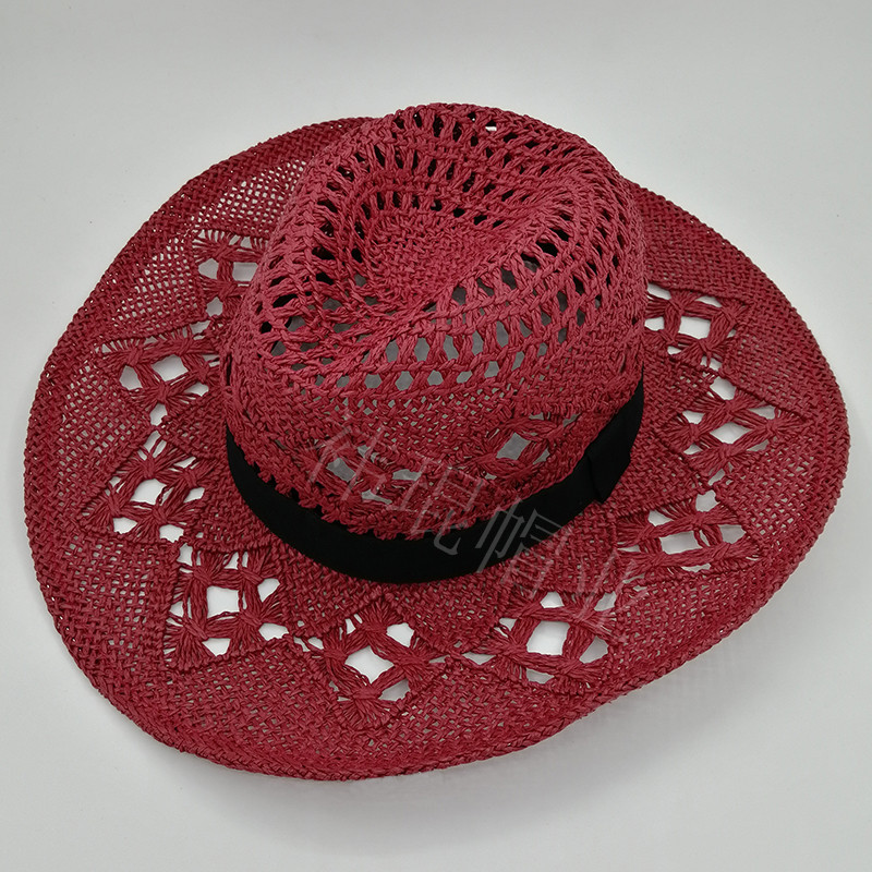 2023 New style denim hat for women, hollowed-out and foldable papyrus, Western denim hat, European and American cross-border trade straw hat pic 35