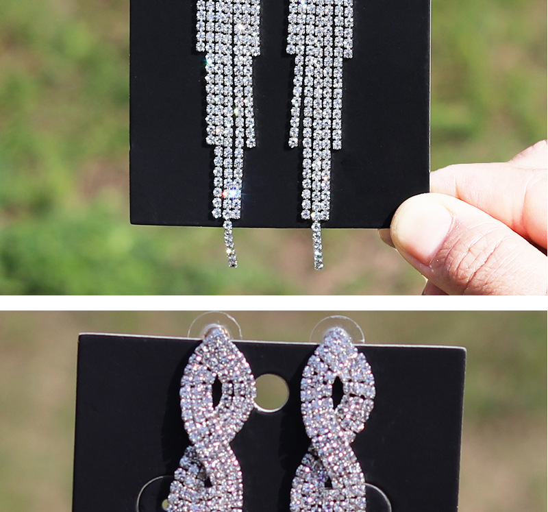 超闪爪链长款流苏耳环女欧美夸张几何形镶钻耳饰跨境货源环保饰品详情23