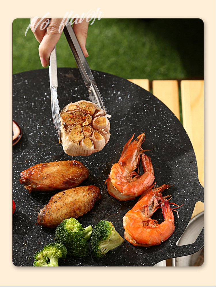 韩式户外烤盘家用麦饭石电磁炉烤肉盘商用不粘锅卡式炉铁板烧烤盘详情4