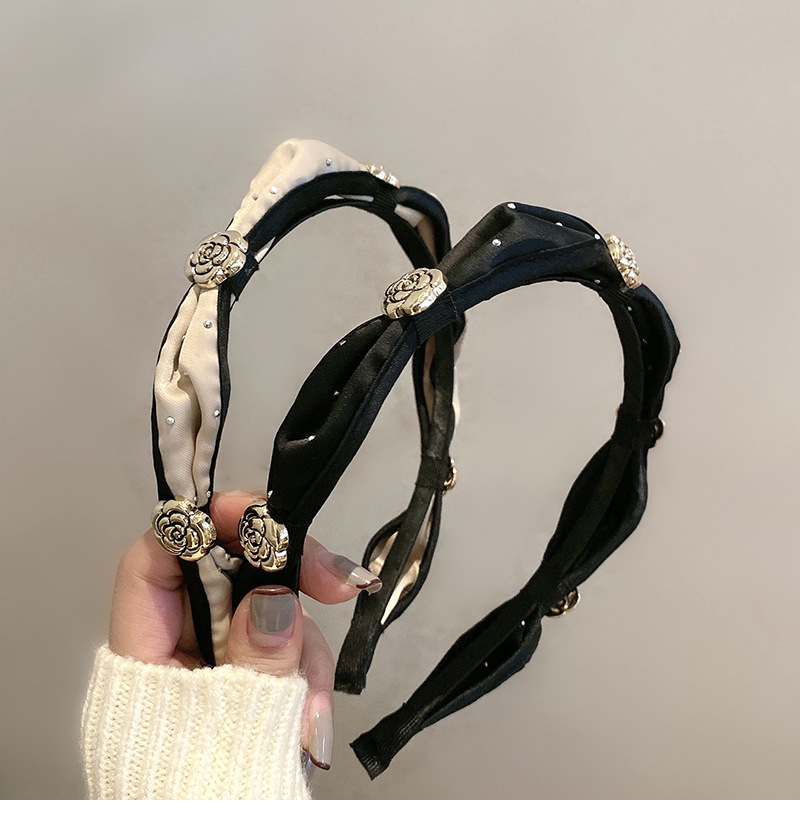 New retro three-dimensional camellia forest-style hair band for women, French Hepburn style, super fairy-like water diamond headband, little Chanel style hair clip pic 7