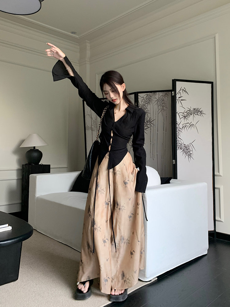 A new Chinese-style long-sleeved shirt set for women in spring and autumn, with a cool and Zen-like atmosphere. A two-piece skirt and trousers set pic 43