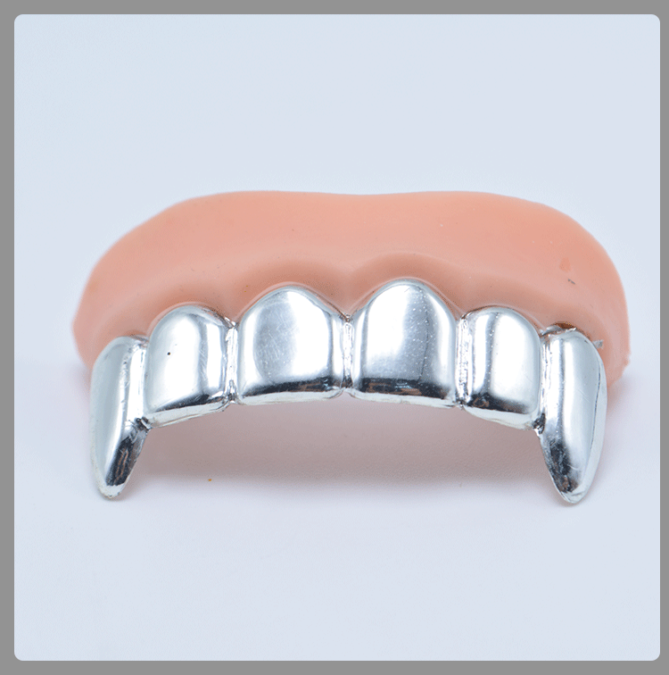 跨境万圣节装扮道具电镀金银假牙仿真僵尸假牙搞笑整蛊牙套整人玩具详情4