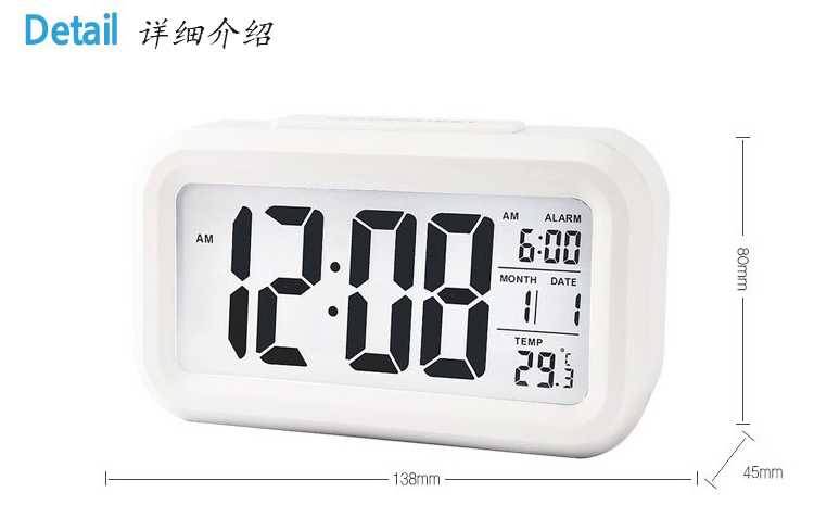 跨境爆款闹钟学生带语音充电闹钟闹钟学生专用夜光电子钟静音闹钟详情4