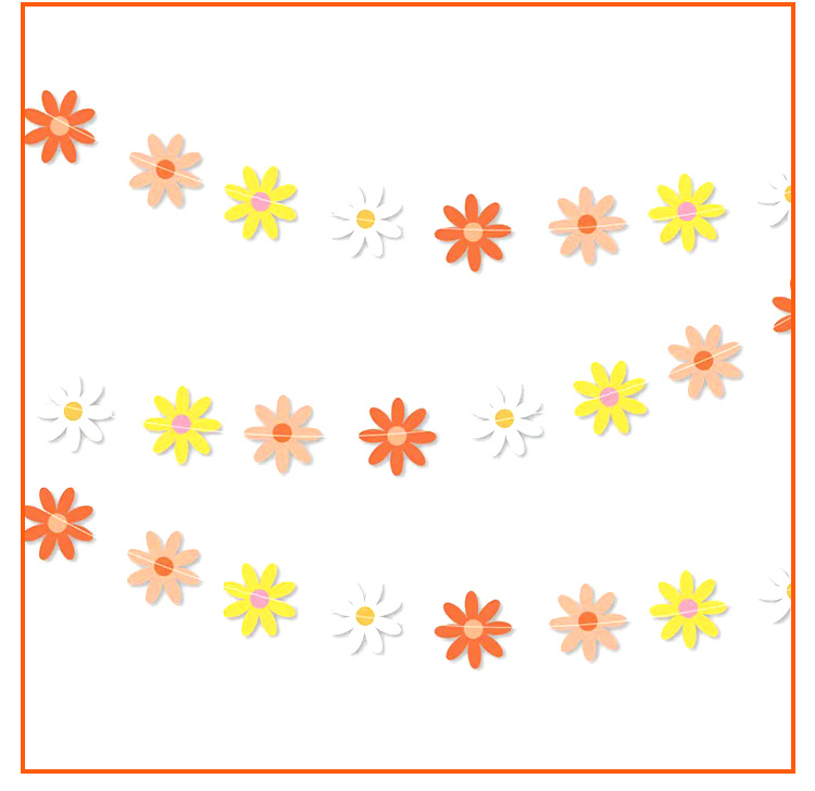 亚马逊车缝小雏菊拉花生日装饰横幅花朵挂饰派对氛围布置菊花拉旗详情6