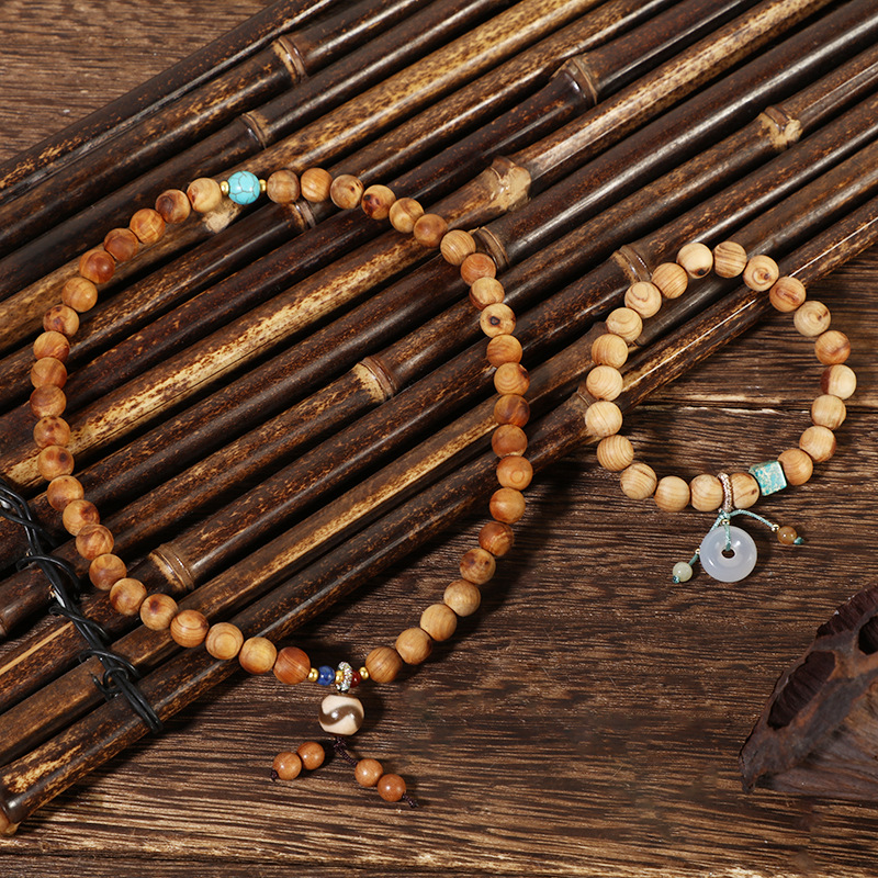 Taihang Cliff cypress tumor scar material round bead bracelet, aged high-oil old material, hand-held Buddhist bead bracelet, Bodhi single and double circle cultural play pic 5