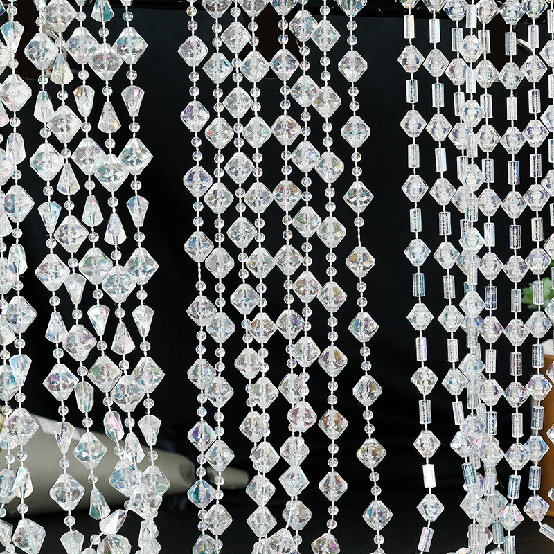 Wholesale of seven-color transparent connected beaded door curtains, diamond transparent AB colored beaded chains, wedding guiding beaded strings pic 129