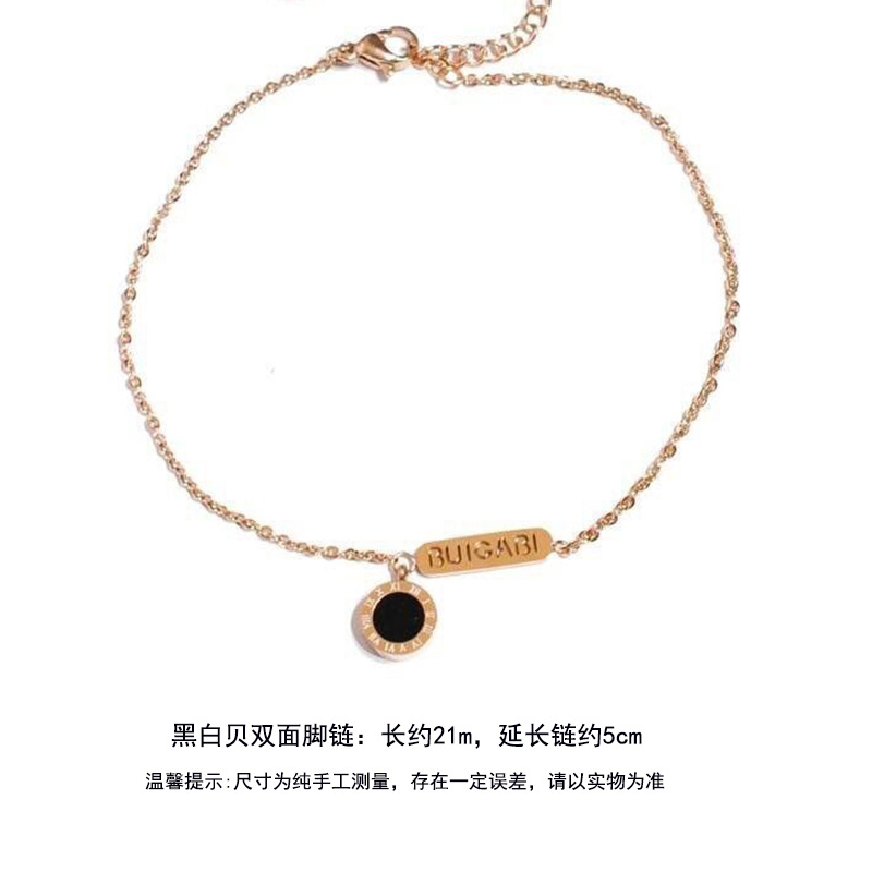 韩版钛钢字母铃铛铜钱镶钻脚链女18k玫瑰金时尚简约学生个性脚饰详情6