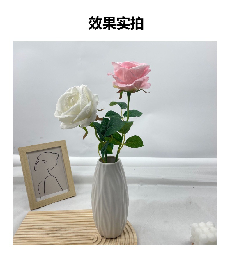 玫瑰仿真花绒布单支圆玫手捧花墙婚庆用品装饰假花插花家居户外详情3