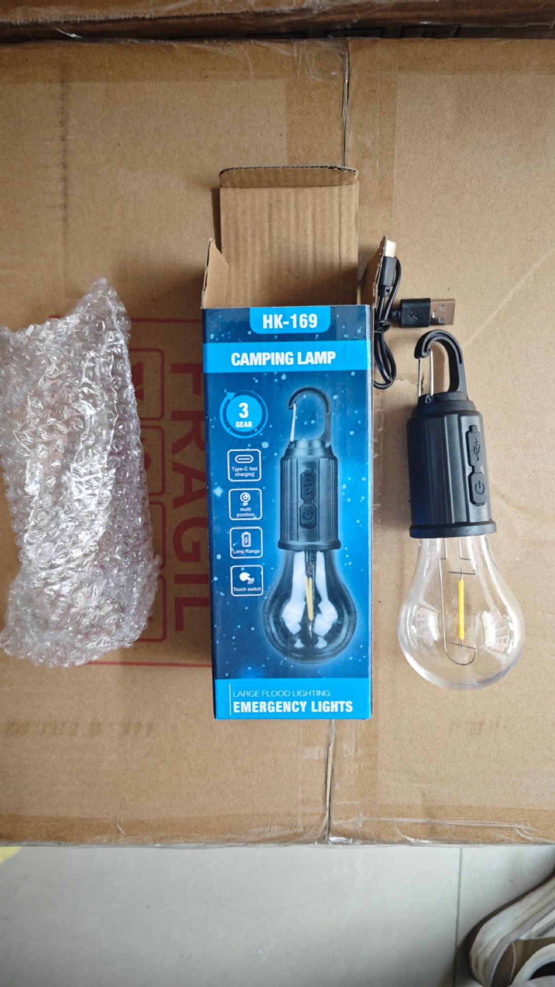 Tungsten filament bulb, USB charging, retro camping lamp, LED warm light, tent lamp, ambient light, night light, table lamp pic 2