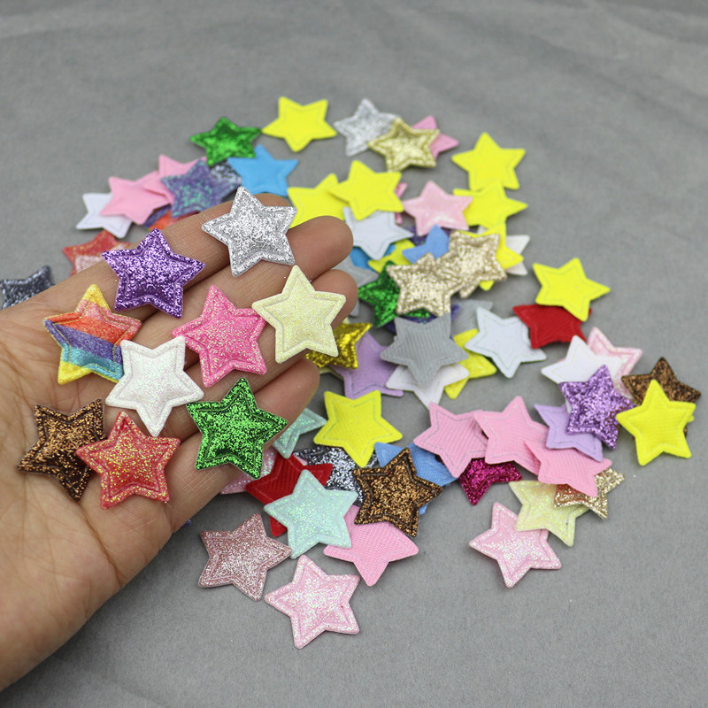 2.5cm闪粉星星压花 DIY发饰头饰服装布艺辅料配件 饰品材料五角星详情6