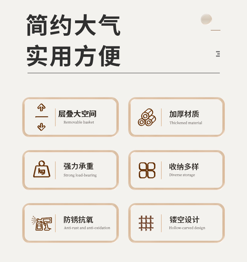 亚马逊厨房台面蔬菜置物架桌面蔬果篮子灶台调料架多层分类收纳筐详情3