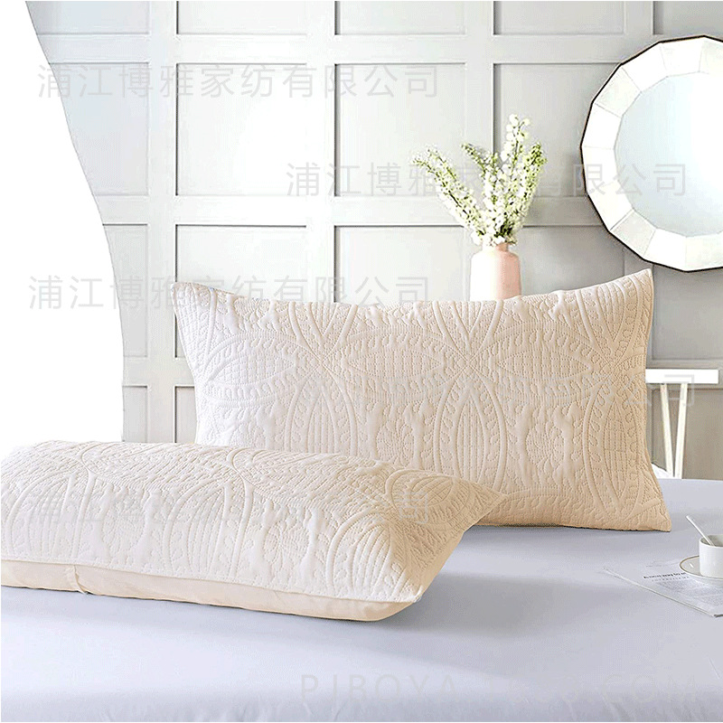 Boya Home Textile Wholesale 2022 High-quality Summer Three-piece Set Solid color Gongsatin Jacquard quilted high-count high-density Pillowcase pic 14