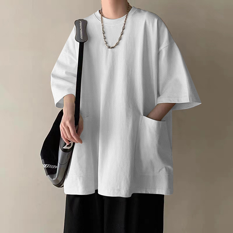 Large pocket T-shirt for men, short sleeve, summer clothing, trendy brand, fashionable and versatile, design sense, niche, heavyweight three-quarter sleeve pic 9