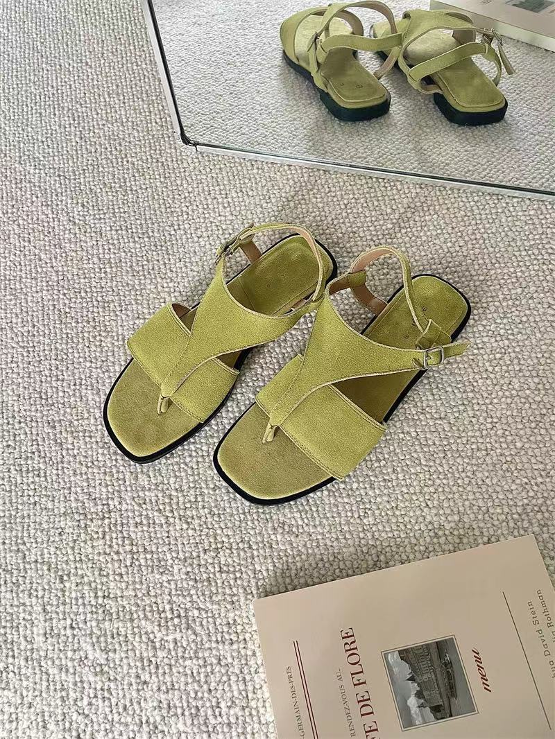 小众设计感真皮平底凉鞋女2024夏新款复古百搭扣带夹脚罗马沙滩鞋详情14