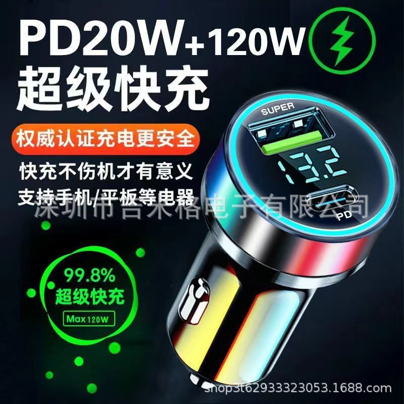 新款qc3.0车充66W 65W 40W超级快充数显车充PD20W双USB车载充电器详情10