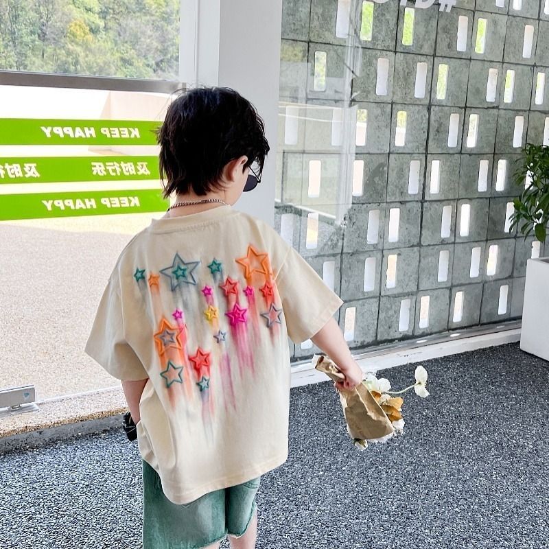 儿童短袖T恤夏季新款男童打底洋气2025超酷100%纯棉上衣半袖体恤详情10