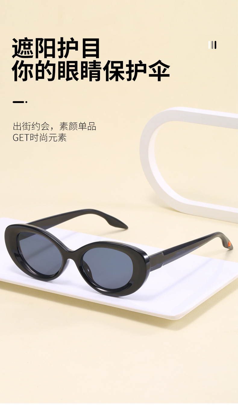 欧美跨境 新款2302椭圆小框太阳镜 时尚潮流PC框太阳眼镜网红墨镜详情2