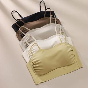 New mesh strapless soft support, lifting and gathering bra side retraction care, comfortable upper support, no steel ring, no mark underwear pic 2