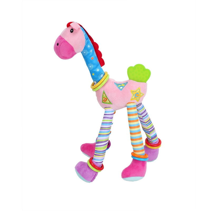 The crib is hung with cartoon giraffe dolls, cute baby figurines, and the trolley is hung with wind chimes and teething toys pic 6