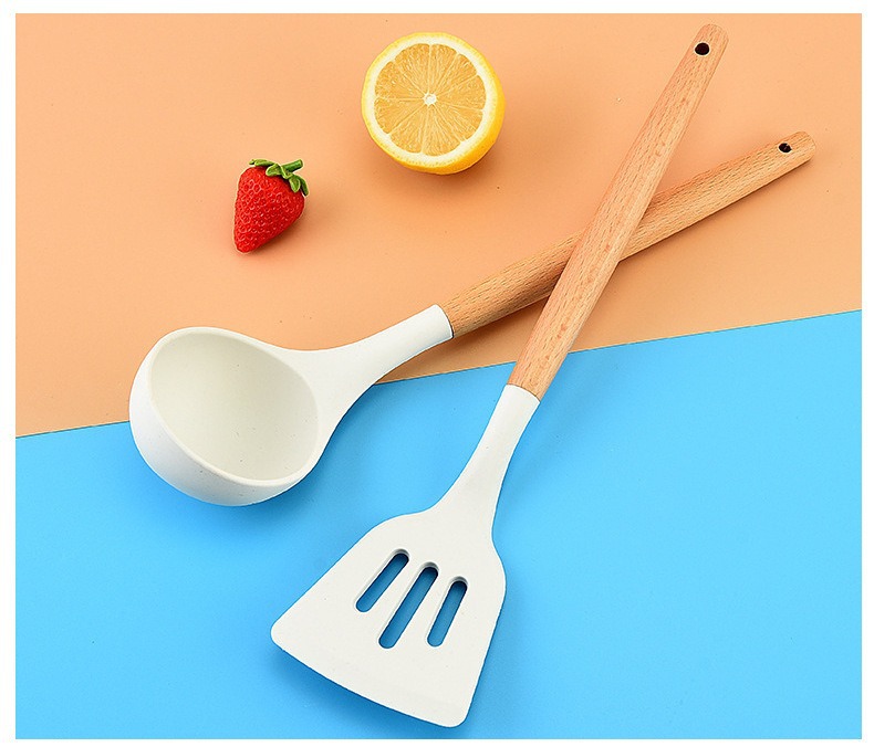 硅胶锅铲三件套不粘锅专用炒菜铲子食品级硅胶汤勺煎铲厨具套装详情11