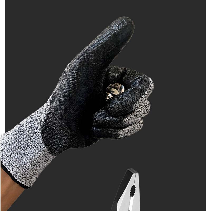 13-needle HPPE Grade 5 mechanical cut-resistant gloves, PU palm impregnated safety and labor protection gloves manufacturer wholesale pic 3