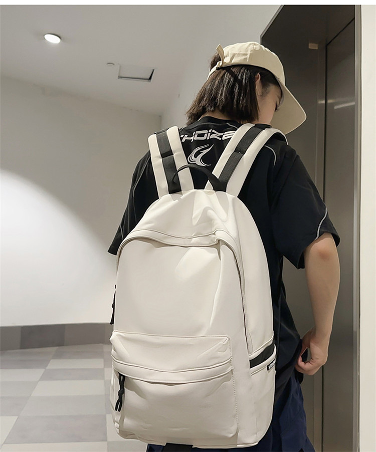 跨境2024新款男简约高中大学生双肩包女休闲大容量初中生旅行背包详情2