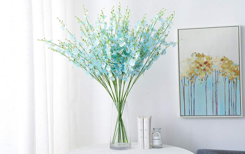 黄色5叉跳舞兰人造仿真花束假花文心兰 客厅婚庆装饰绢花蝴蝶兰详情22