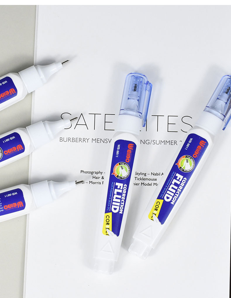 炜搏文具批发9ml修正液笔迹消除图改学生小瓶速干退字涂改液详情8