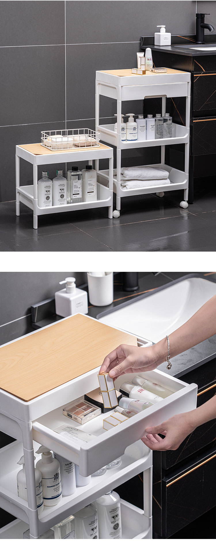 Kitchen and bathroom trolleys, storage racks, drawers, floor-standing mobile bathrooms, multi-level bedrooms, bedside storage racks pic 13