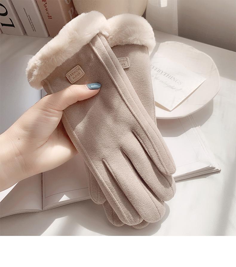 For women, winter gloves are thickened with fleece for warmth and touch screens. They are cotton gloves for driving, cycling and skiing. For women, autumn and winter gloves are made of faux cashmere pic 9
