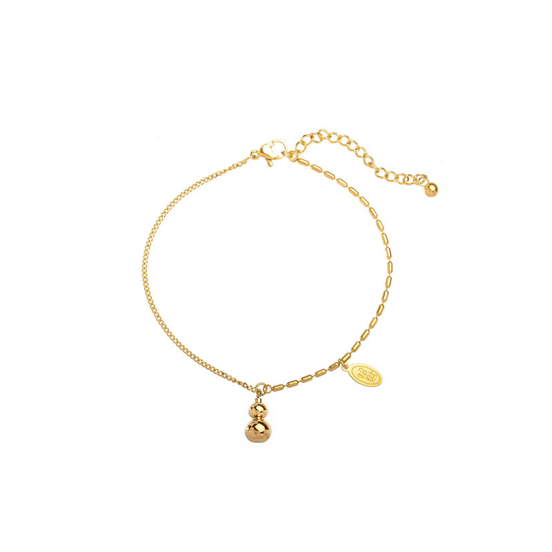 韩版钛钢字母铃铛铜钱镶钻脚链女18k玫瑰金时尚简约学生个性脚饰详情14