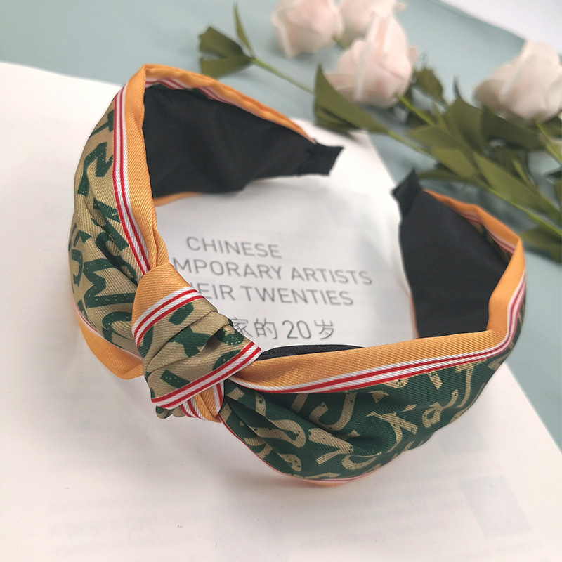 双色拼接印字母中间打结发箍宽边压发发饰欧美网红时尚发卡女详情19