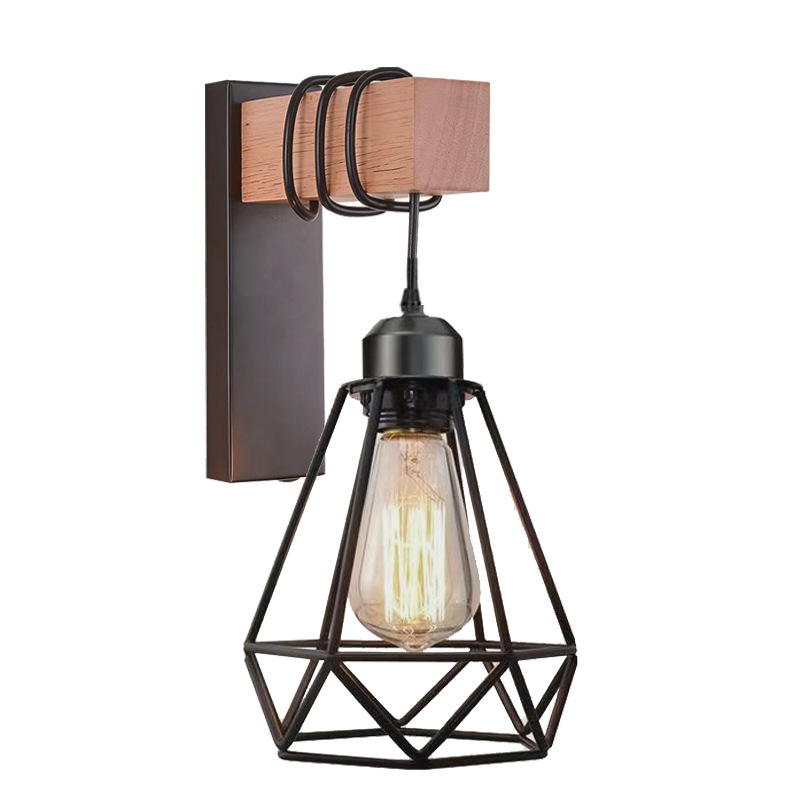 A best-selling retro American-style wall lamp on Amazon for foreign trade, plug-in with switch cage wall lamp, bedroom bedside table wall lamp pic 3